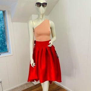 2/$25 🛍️✨ Red bow taffeta high-low midi skirt